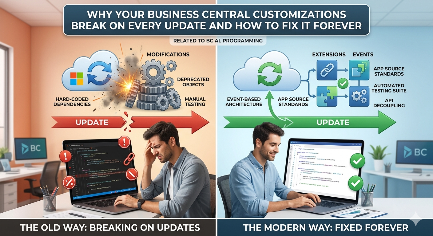 Why Your Business Central Customizations Break on Every Update and How to Fix It Forever